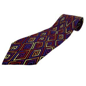 VTG Missoni Cravatte Spain Multicolor Geometric 100% Silk Neiman Marcus 58x4"